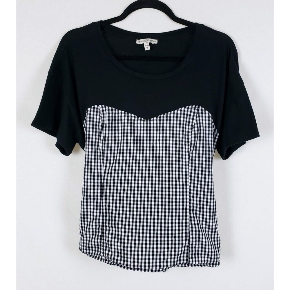 Express Gingham Top Womens L Cottage Black Sweetheart Tie Back Farmcore French